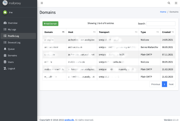 MailProxy Domains